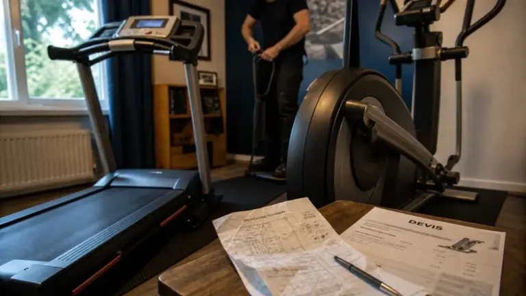 Care fitness : tapis de course et vélo dans une salle d’entraînement à domicile