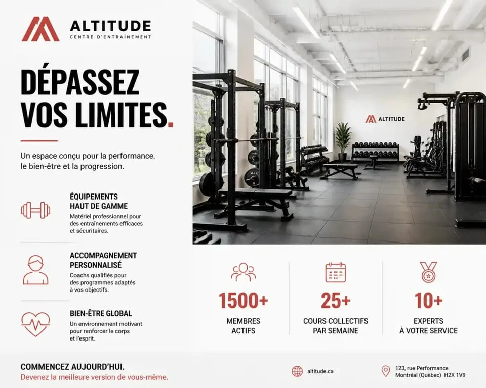 Intérieur d'une salle de musculation moderne et équipée