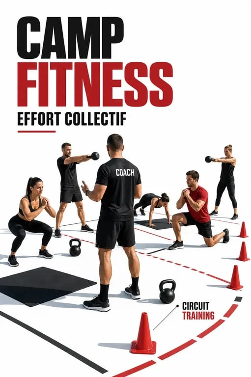 Fitness camp en extérieur avec circuit training et encadrement sportif