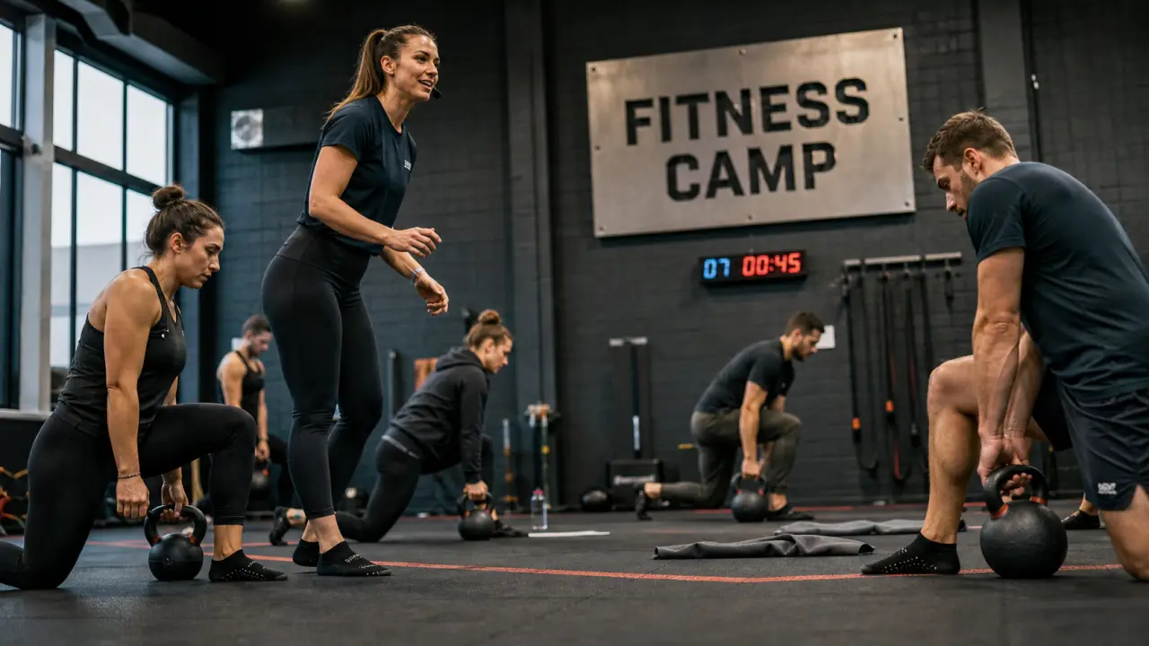Fitness camp : coach guide des fentes et kettlebells en salle de sport
