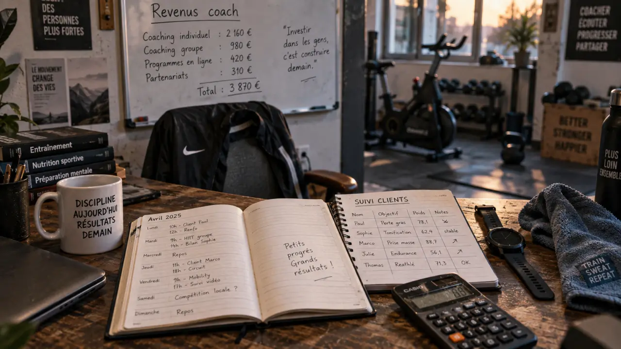 Salaire coach sportif : revenus réels et charges, bureau d’entraîneur