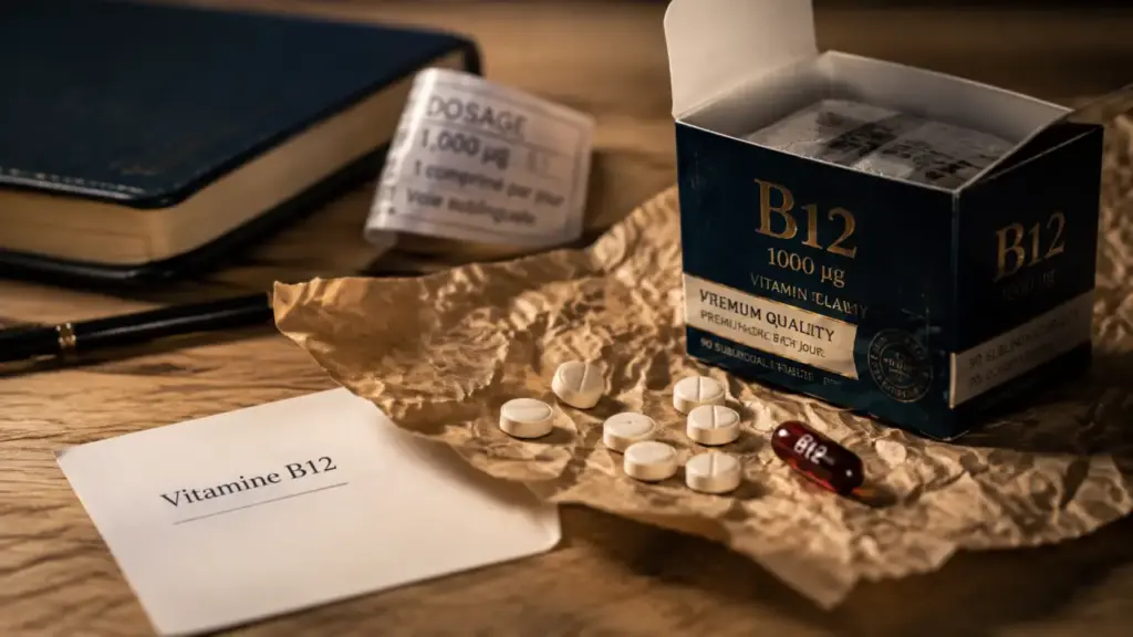 Vitamine B12 compléments alimentaires : comprimés sublinguaux et gélule
