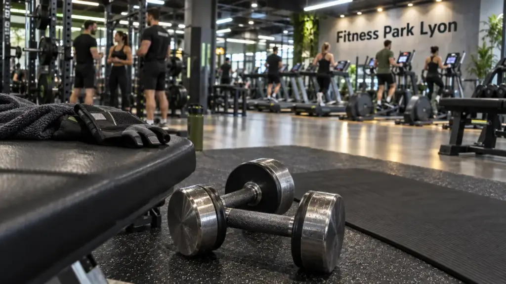 Fitness park lyon : salle de sport avec haltères