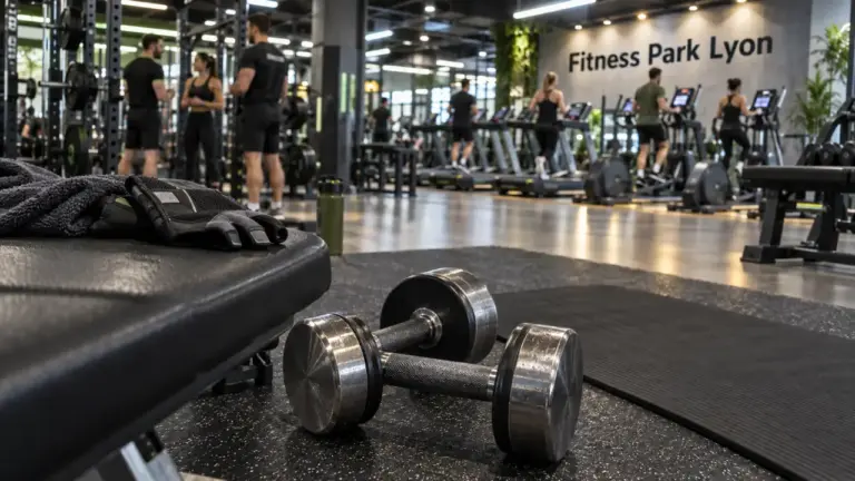 Fitness park lyon : salle de sport avec haltères