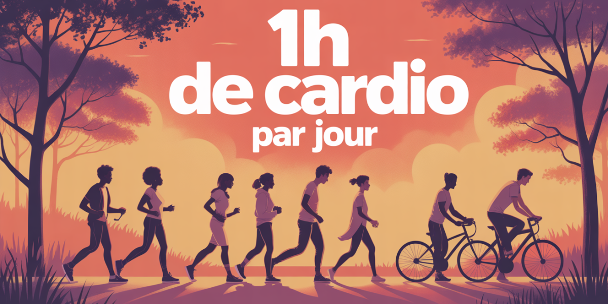 groupe faisant 1h de cardio quotidien marche velo course motivation