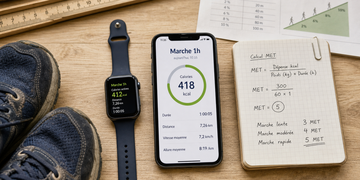 1h de marche calorie : calories brûlées selon le poids
