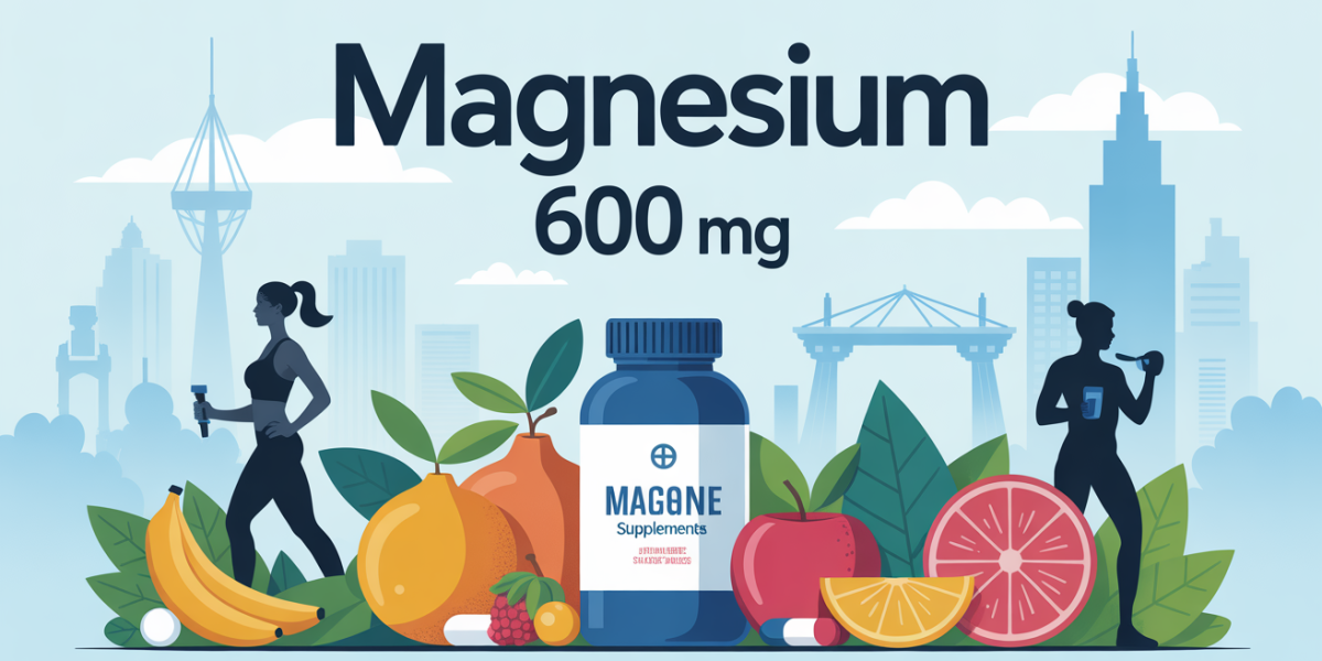illustration 600 mg de magnesium par jour silhouettes urbaines