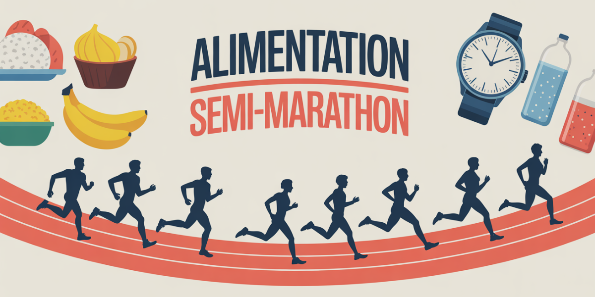 illustration alimentation pour un semi marathon silhouettes coureurs