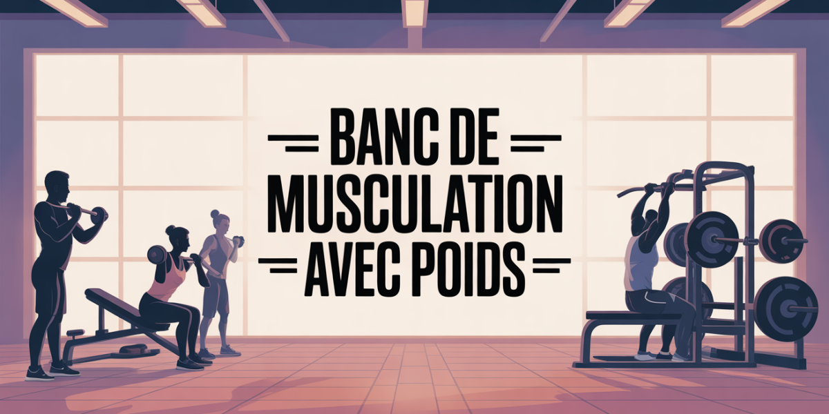 Banc de musculation avec poids dans une salle lumineuse