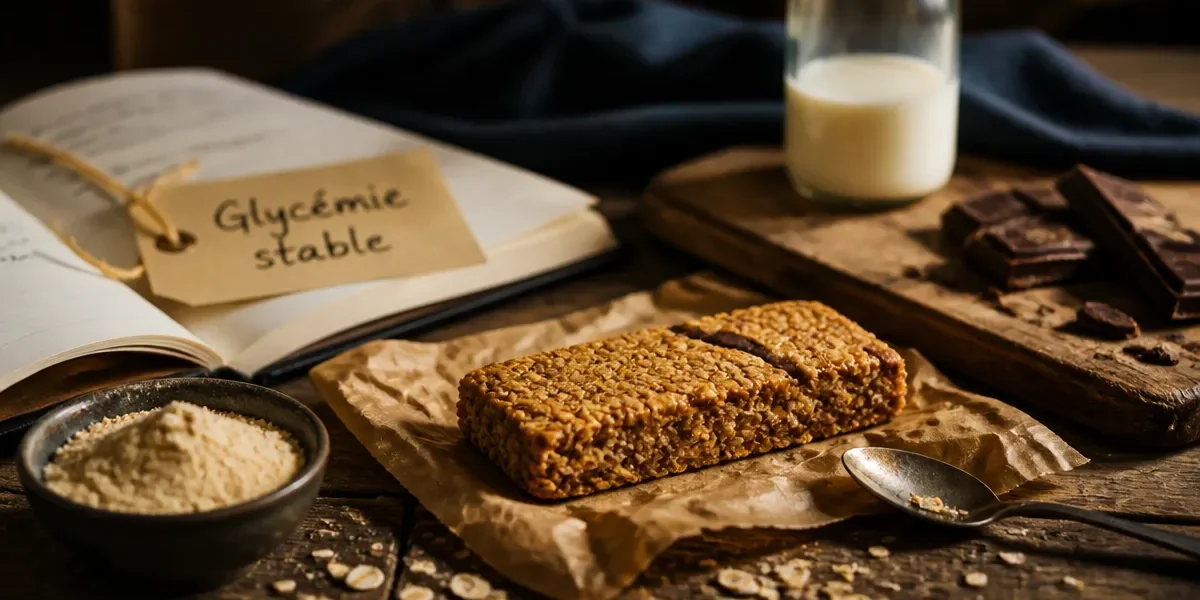 barre ovomaltine bienfaits : énergie durable, flocons d’avoine et malt sur table en bois