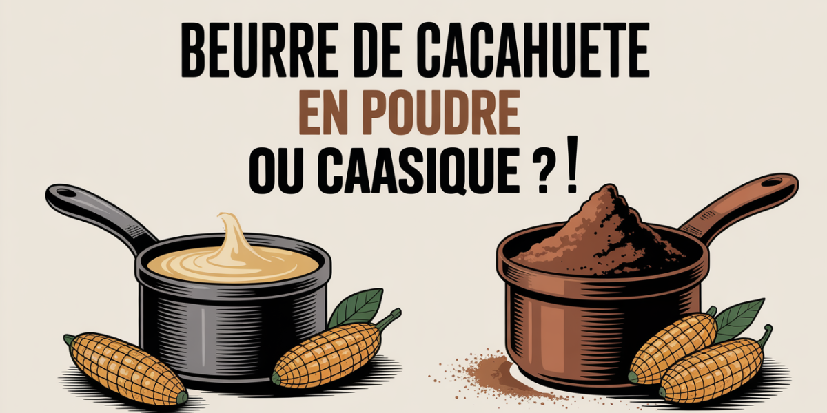 beurre de cacahuète en poudre et classique sur fond sportif