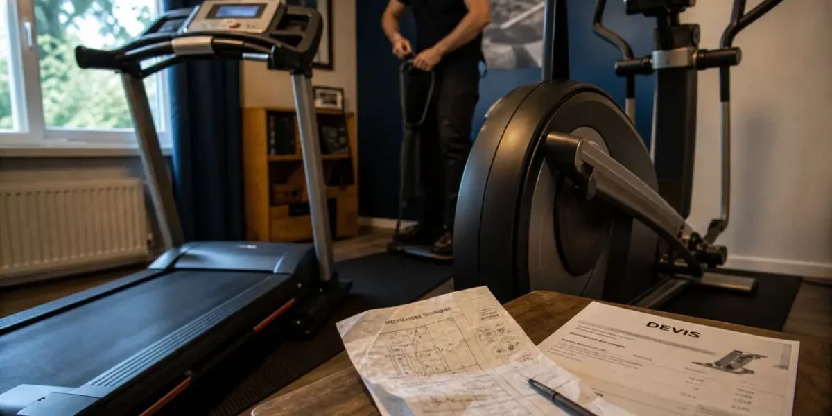 Care fitness : tapis de course et vélo dans une salle d’entraînement à domicile