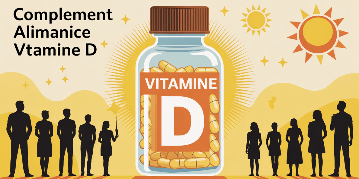 Illustration flacon vitamine D soleil gélules