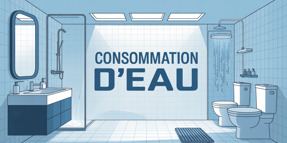 illustration consommation d'eau salle de bains compteur