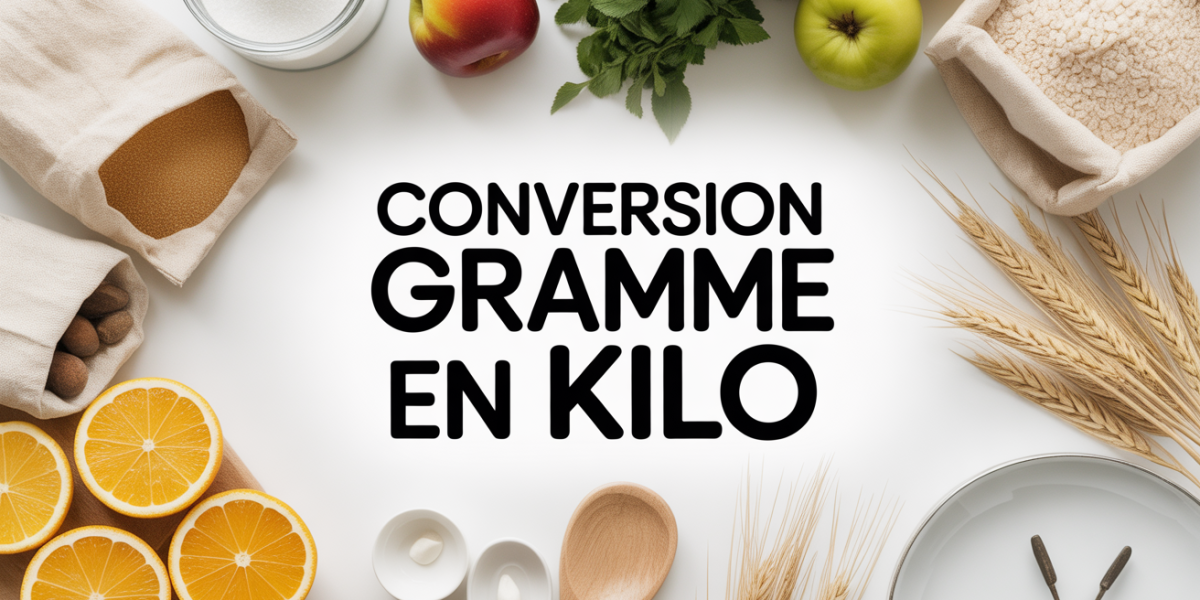 balance cuisine avec sacs et inscription conversion gramme en kilos