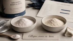 Difference collagene marin et bovin : collagène marin vs bovin, poudre en bols