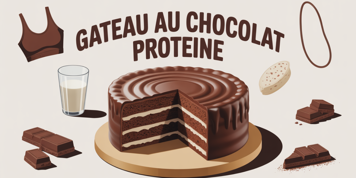 gâteau au chocolat protéiné moelleux part découpée éléments sportifs