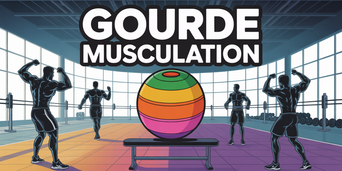 Gourde musculation colorée sur banc en salle de sport