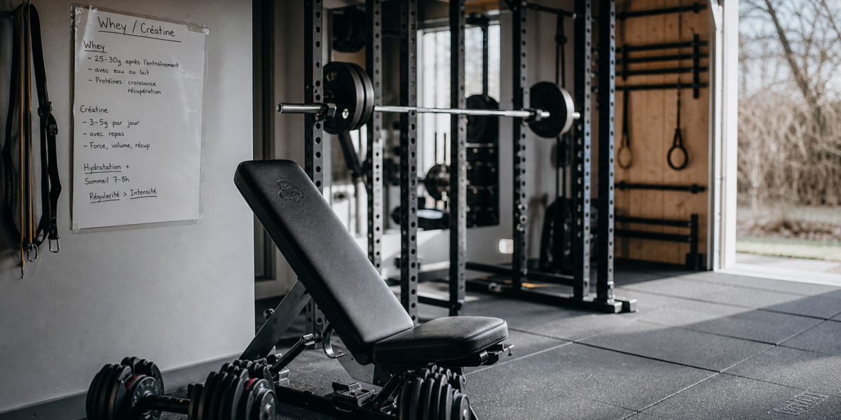 Home gym pour musculation : matériel et suppléments en garage
