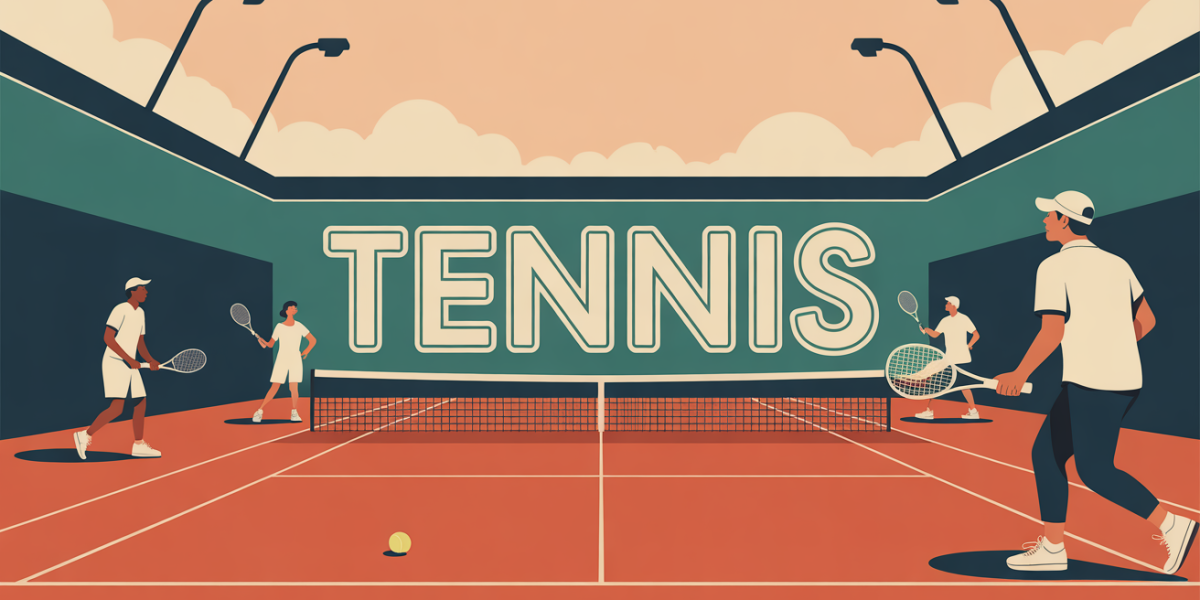 illustration jouer au tennis silhouettes court