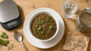 Lentilles calorique : 127–160 kcal pour 100 g cuites