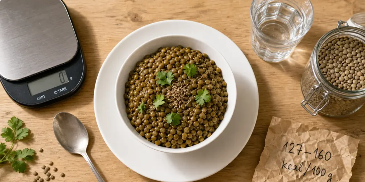 Lentilles calorique : 127–160 kcal pour 100 g cuites