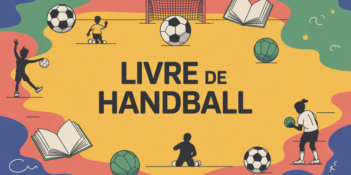 Illustration stylisée livre handball sur terrain