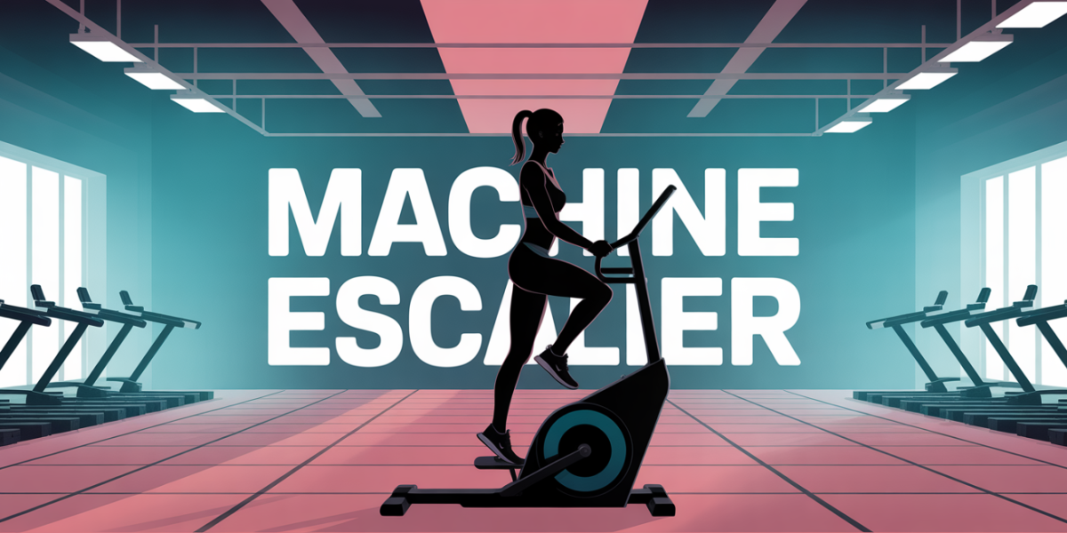 Femme montant une machine escalier salle de sport moderne