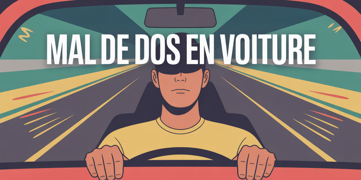 Conducteur avec mal de dos et voiture route