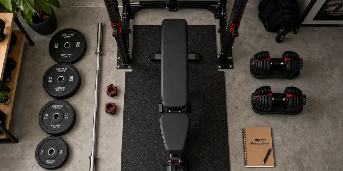 Materiel musculation : rack et charge guidée en home gym