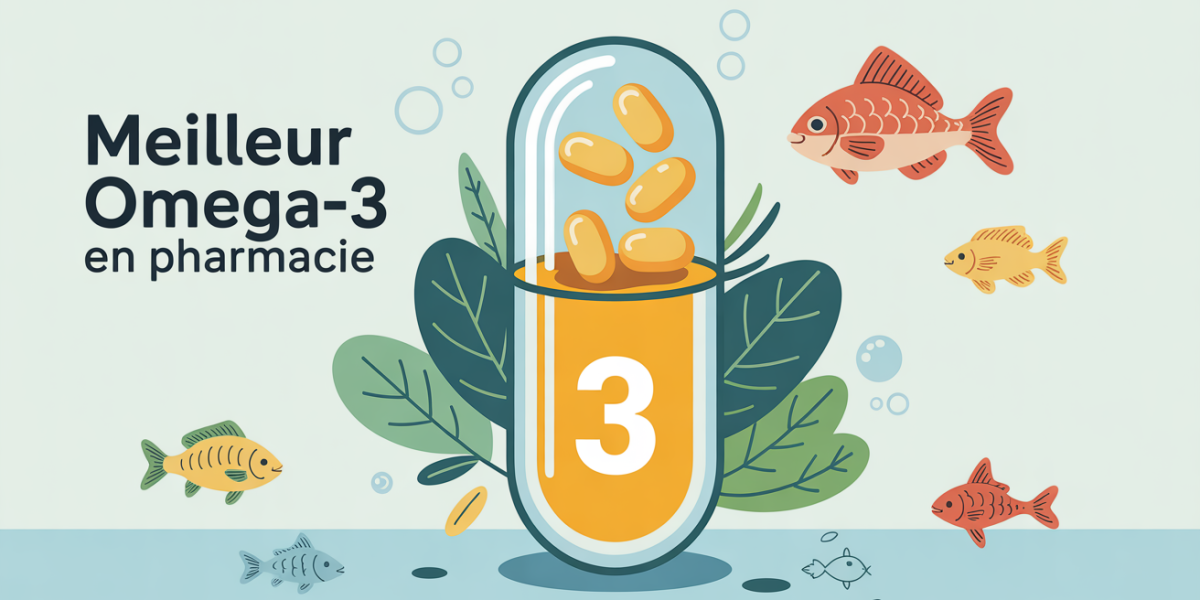capsule omega-3 pharmaceutique avec poissons et feuille