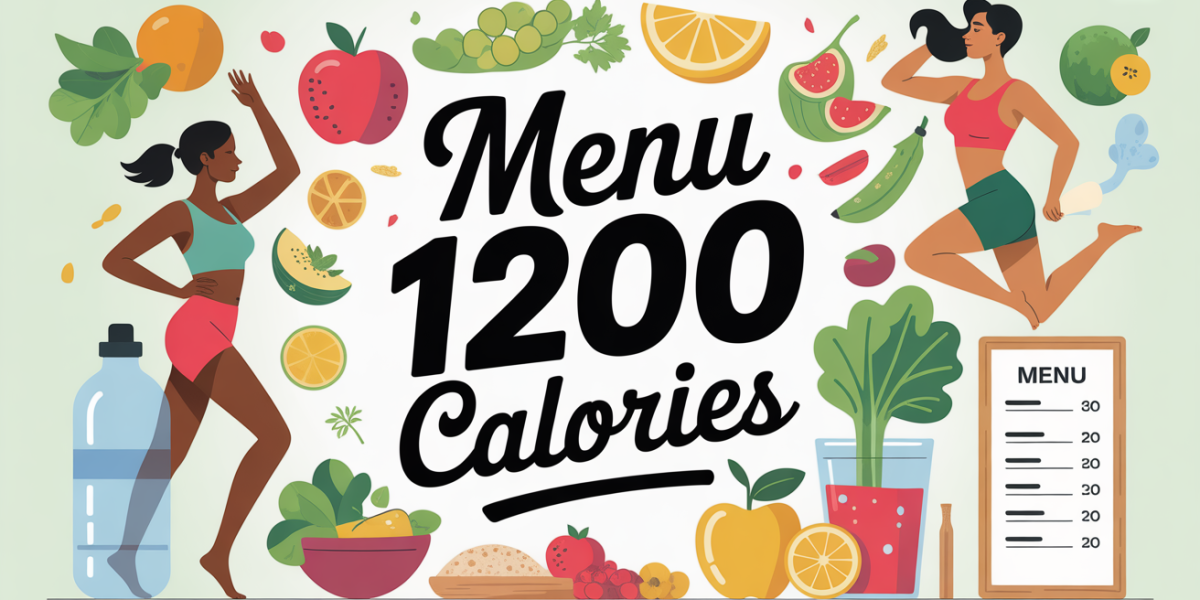 menu 1200 calories femme silhouette aliments sains