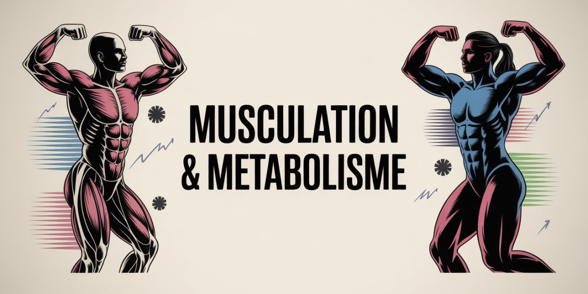 Illustration métabolisme et musculation silhouettes