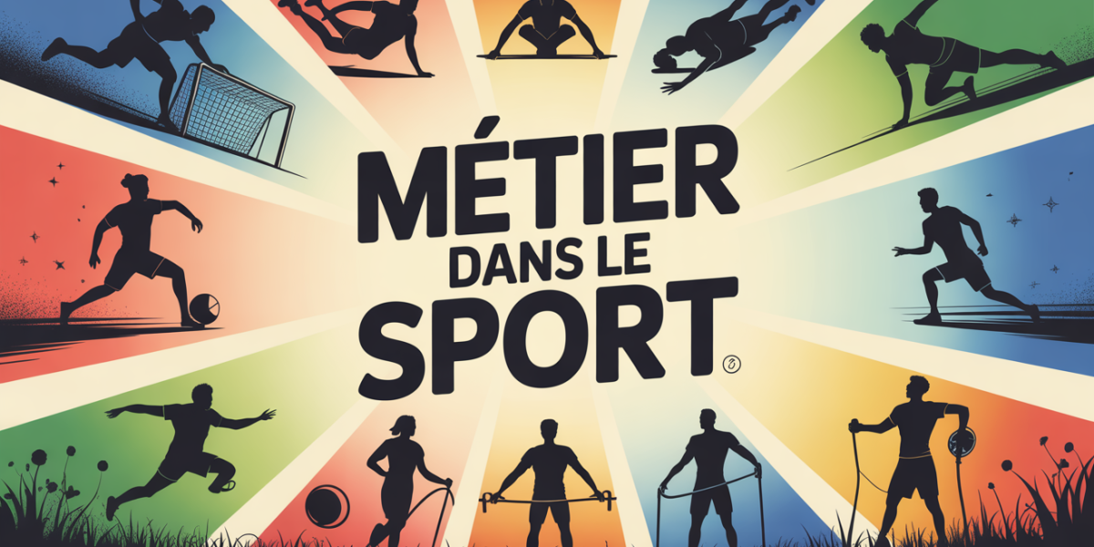 Groupe varié de métiers dans le sport sur fond lumineux