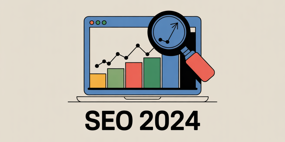 Illustration métier insolite SEO 2024 ordinateur graphique