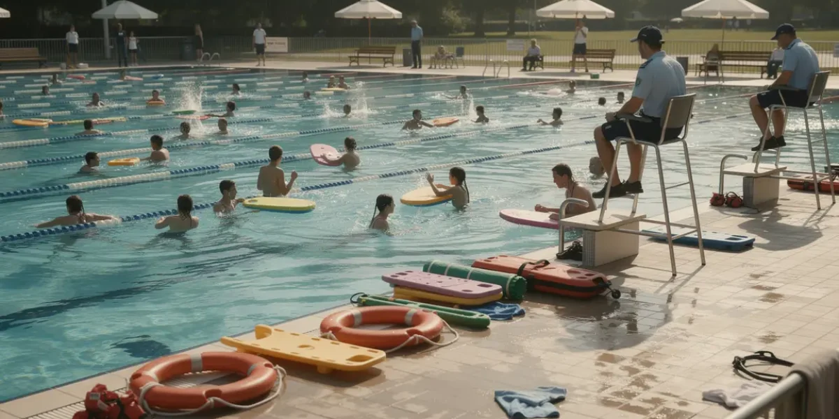maitre nageur surveillant piscine publique en ete