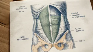 Muscle pyramidal de l abdomen sur planche d’anatomie