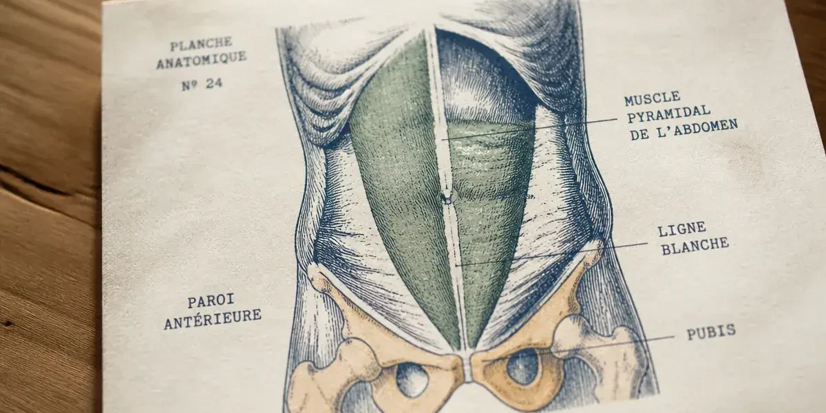 Muscle pyramidal de l abdomen sur planche d’anatomie