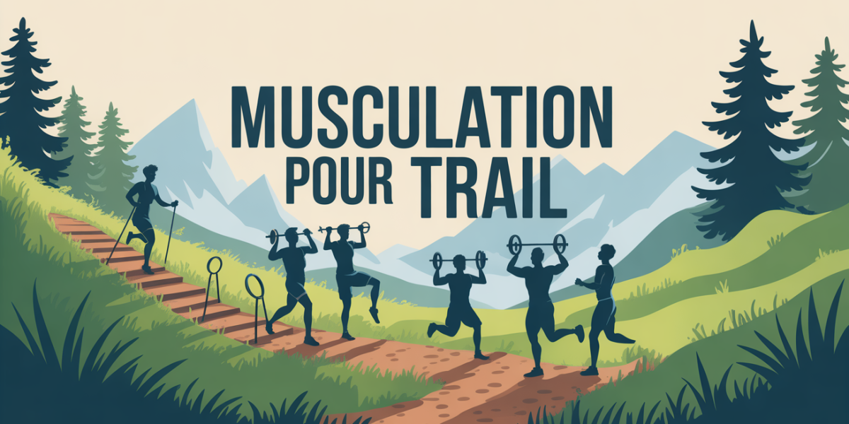 illustration dynamique de musculation pour trail en montagne