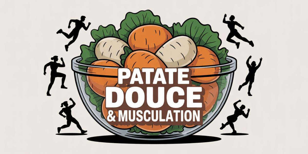Saladier patate douce musculation sportifs fond blanc