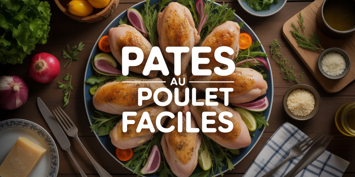 assiette de pates au poulet faciles vue de dessus