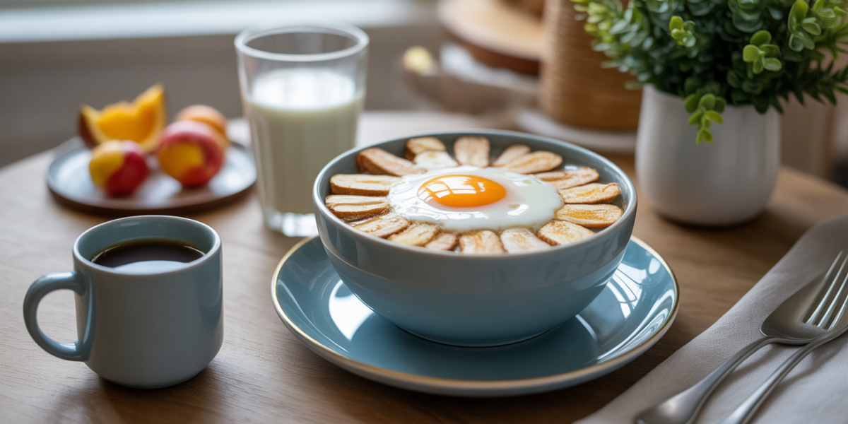 Bol de flocons d'avoine et oeuf healthy, recette petit-dejeuner express