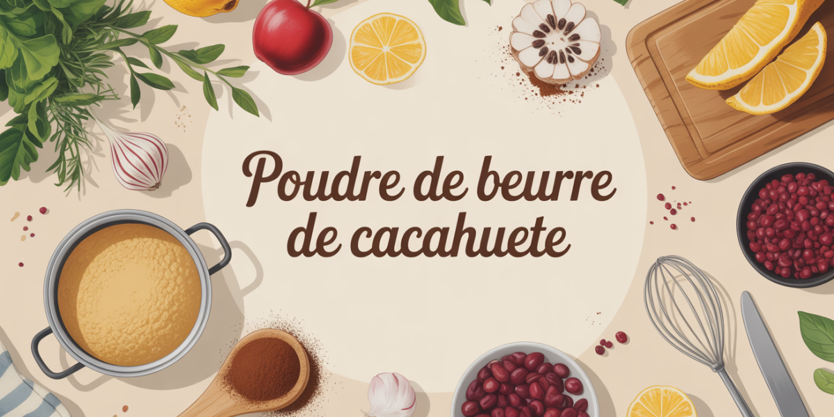 Pot de poudre de beurre de cacahuète au centre d'ingrédients sains