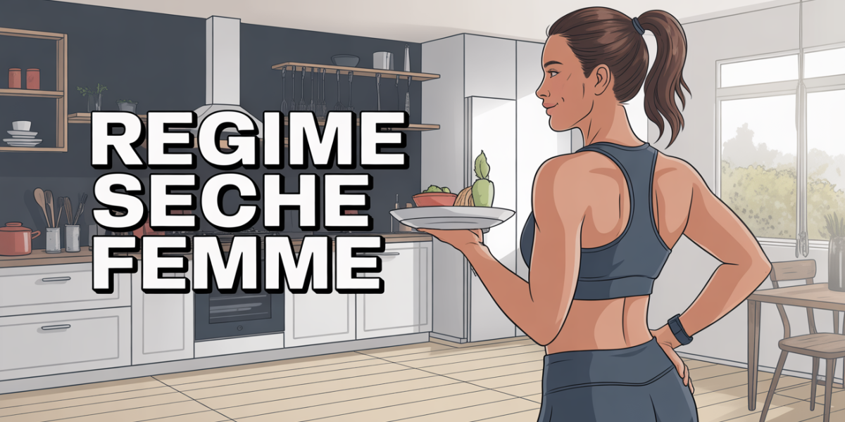 regime seche femme illustration assiette haltère