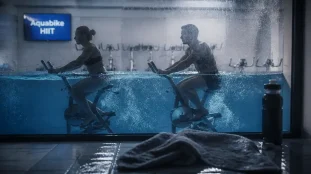 Séance aquabike : 45 minutes sans impact articulaire, vélos immergés