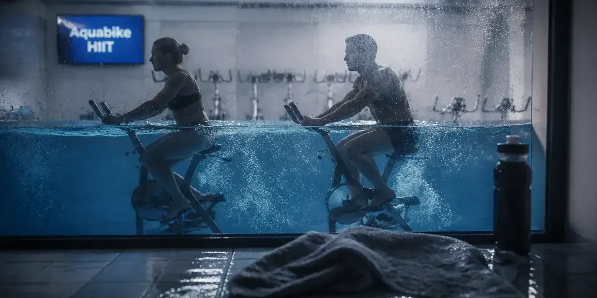 Séance aquabike : 45 minutes sans impact articulaire, vélos immergés