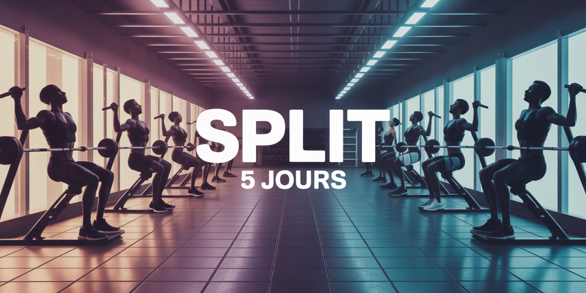 split 5 jours musculation salle moderne silhouettes