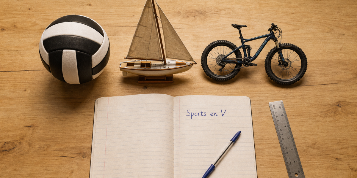 Sport en v : ballon, voile et VTT sur table