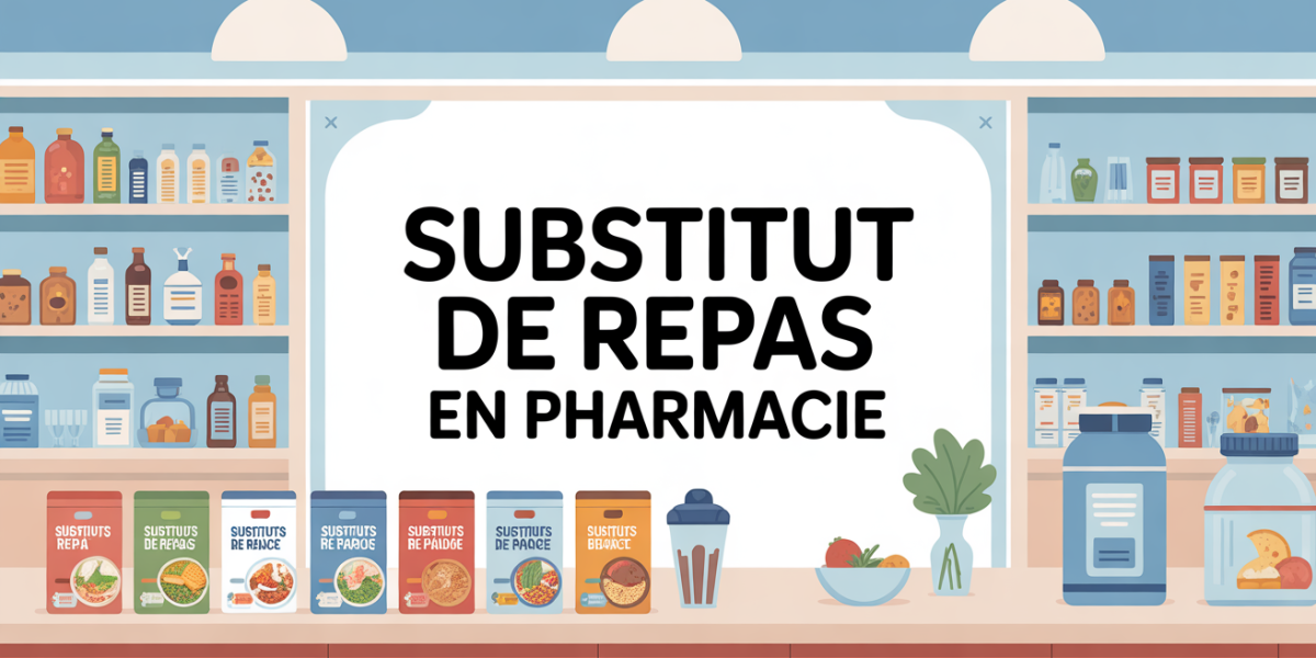 illustration substitut de repas pharmacie avec barres et shakers