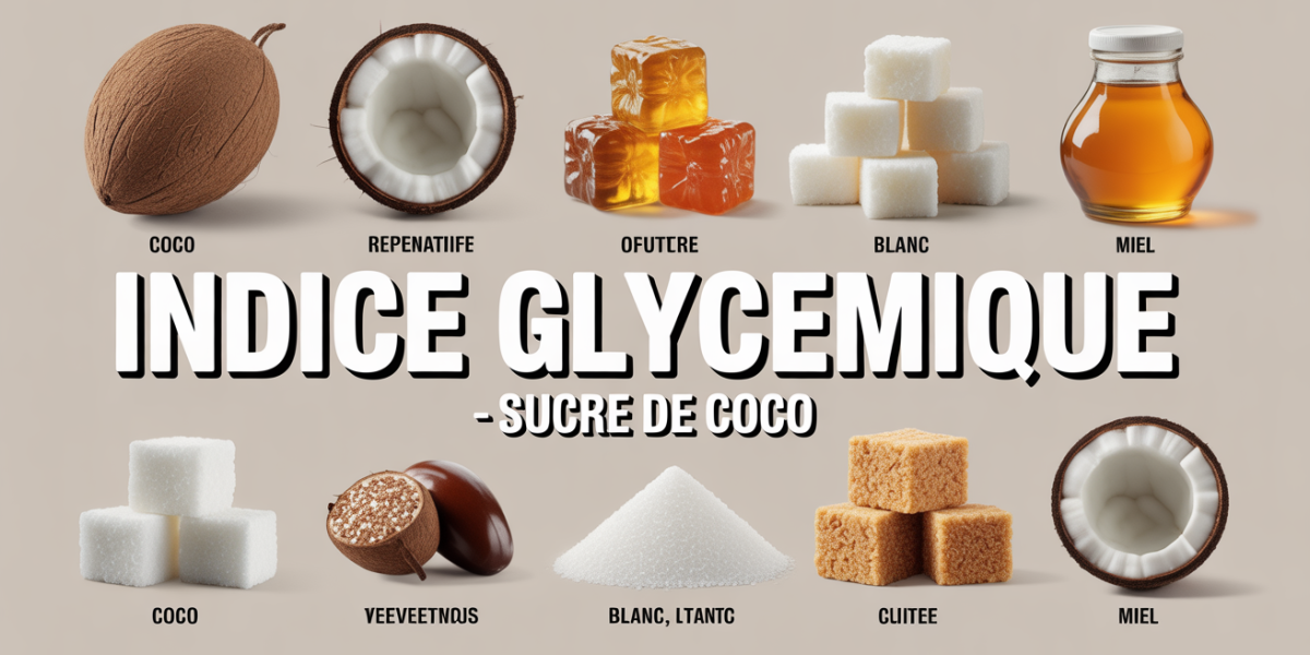 sucre de coco indice glycemique tableau stylise